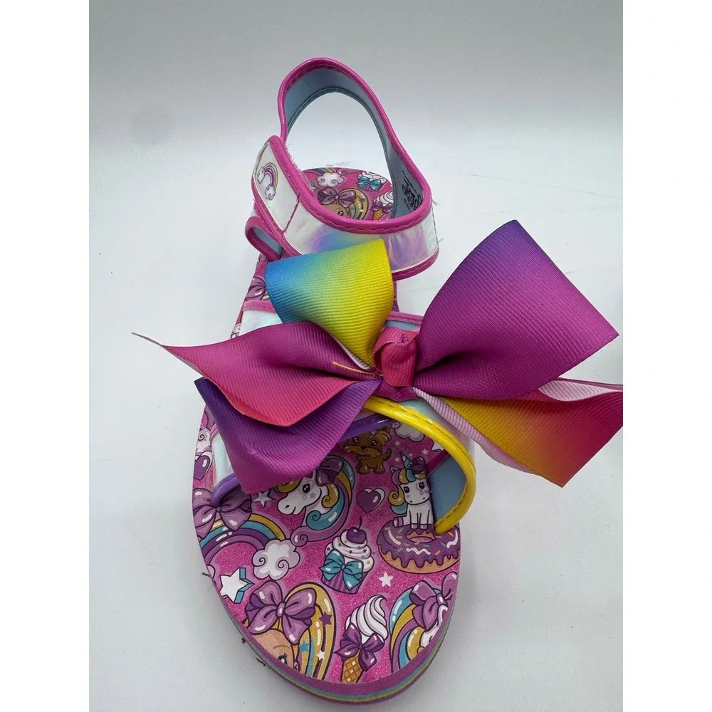 Nickelodeon Jojo Siwa Raimbow‎ Bow EVA Wedge Sandals Girl's Size 5